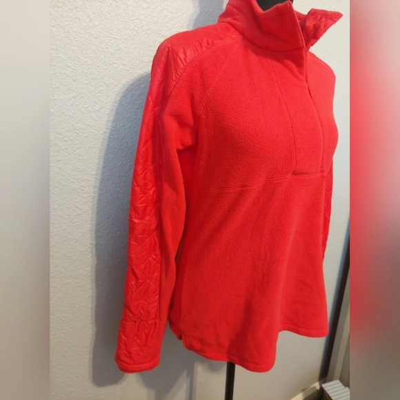 Athleta Vortex Halfzip Fleece Quilted Pullover Sweater Neon Pink Athleisure - Picture 11 of 12